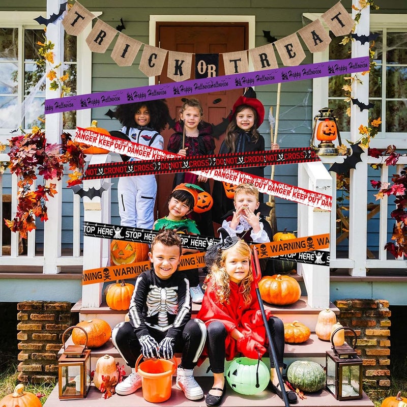 OZIO 5Pcs Halloween Caution Tape, 100 ft Reusable Zombie Tape Halloween Decoration Creepy Scary Decoration Tape for Party Haunted Houses - Image 4